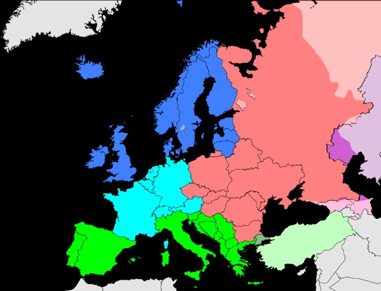 Organization of the European continent by the United Nations Statistics Division