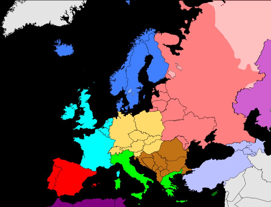European regional grouping according to the CIA World Factbook